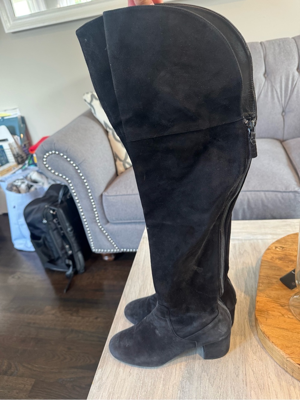 Cole Haan Black Over-the-Knee Suede Heeled Boots